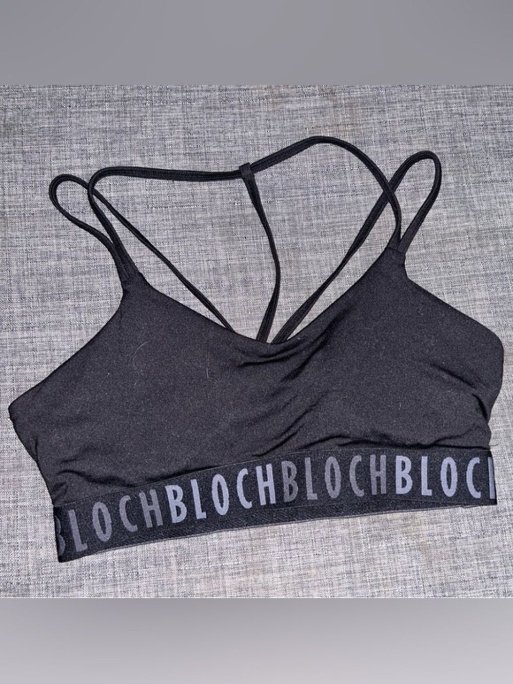 Girls Bloch Black Strappy Logo Sports Bra